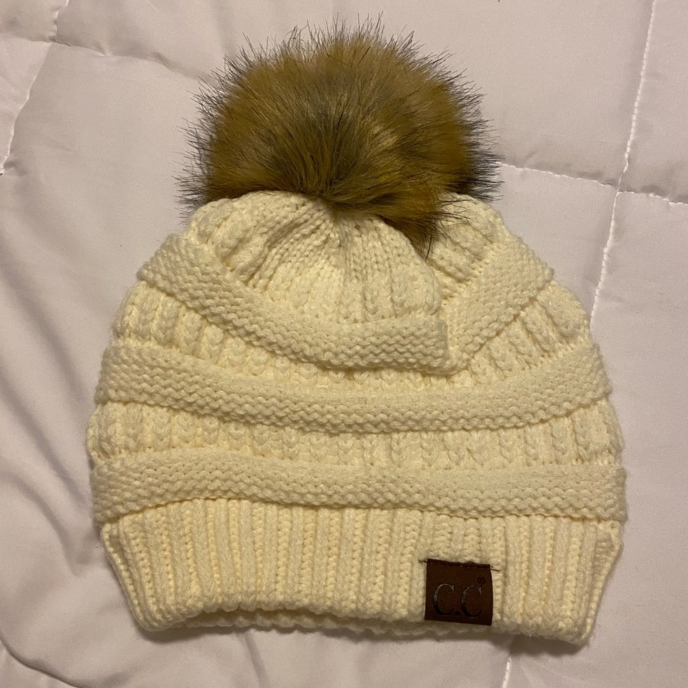C.C Beanie with Puff Ball